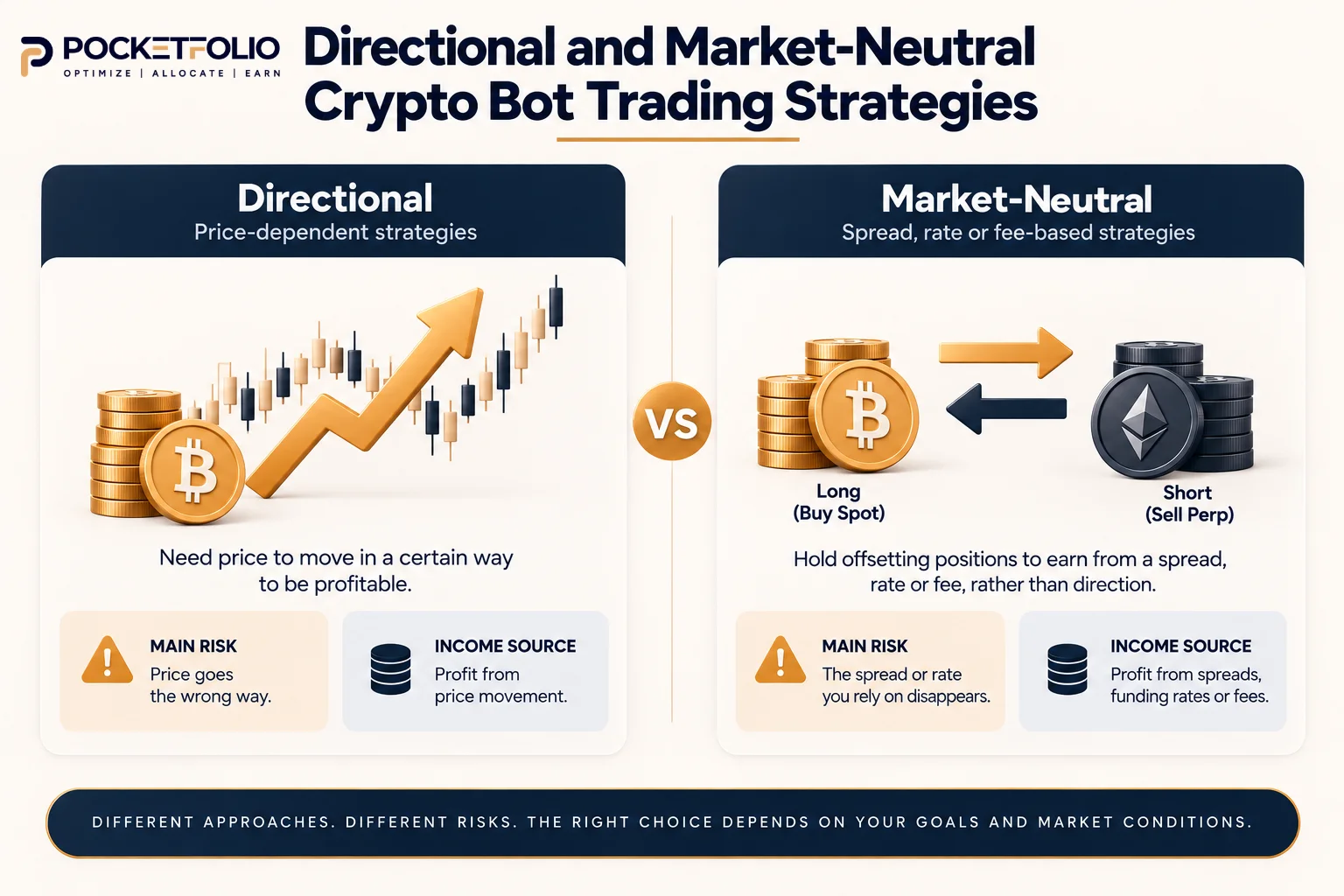 Directional compared with market-neutral crypto bot trading strategies